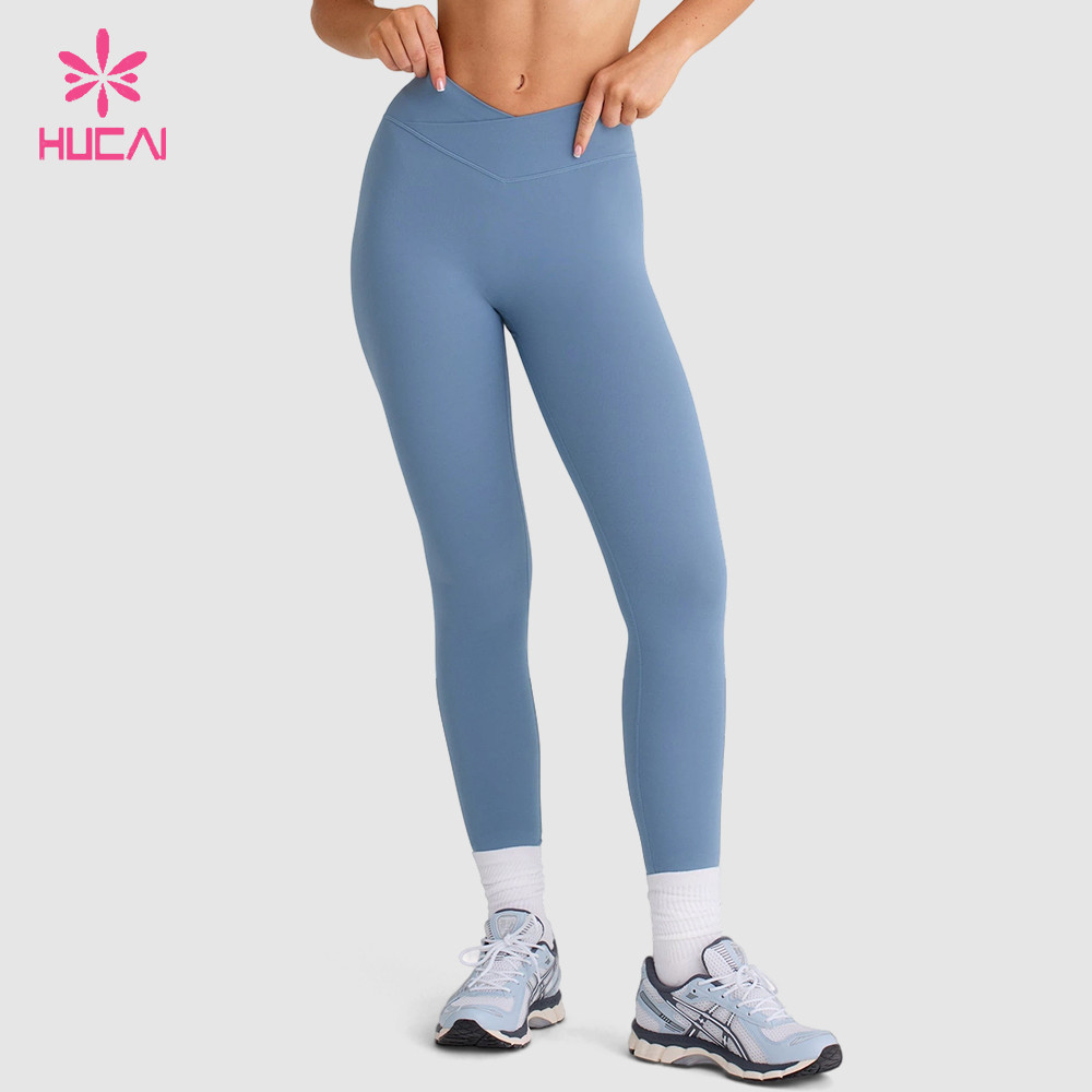 Custom Crossover Waistband Leggings with 3D Back Panelling for DTC and Retail Labels - crossover waistband at the centre front