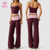 Custom Low Rise Wide Leg Trouser with Two-Tone Check Waistband for Athleisure Brands