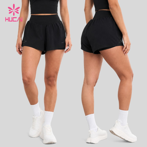 Custom High Waist 2-in-1 Running Shorts with Zip Pocket for Gym Wear Brands