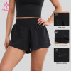 Custom High Waist 2-in-1 Running Shorts with Zip Pocket for Gym Wear Brands