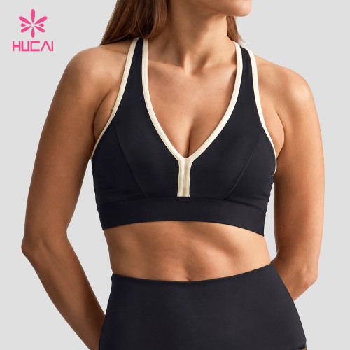 Custom Racerback Sports Bra with Contrast Binding for Gym Wear Brands