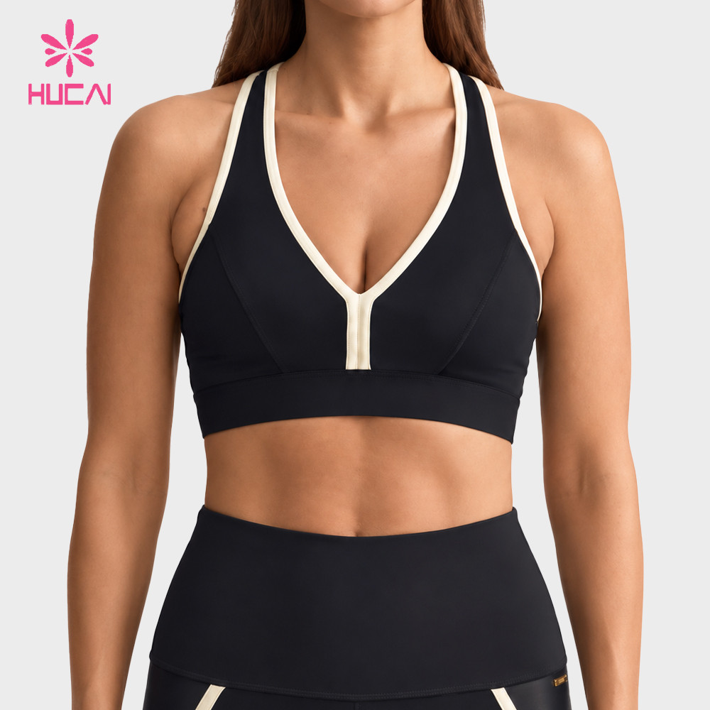 Custom Racerback Sports Bra with Contrast Binding for Gym Wear Brands — Alternative front view of the same reference