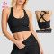 Custom Leopard Print Sports Bra with Cross Back Straps for Activewear Labels