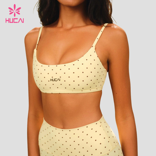Custom Polka Dot Sports Bra with Adjustable Straps for Studio Labels