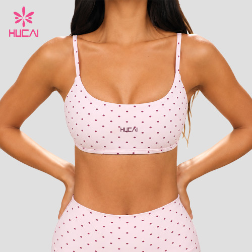 Custom Polka Dot Sports Bra with Adjustable Straps for Studio Labels