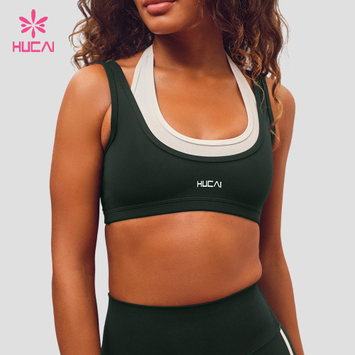 Custom Dual-Layer Halter Sports Bra with Deep U-Back for Private Label Brands