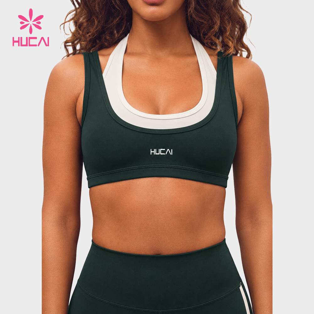 Custom Dual-Layer Halter Sports Bra with Deep U-Back for Private Label Brands — Alternative front view of the same reference