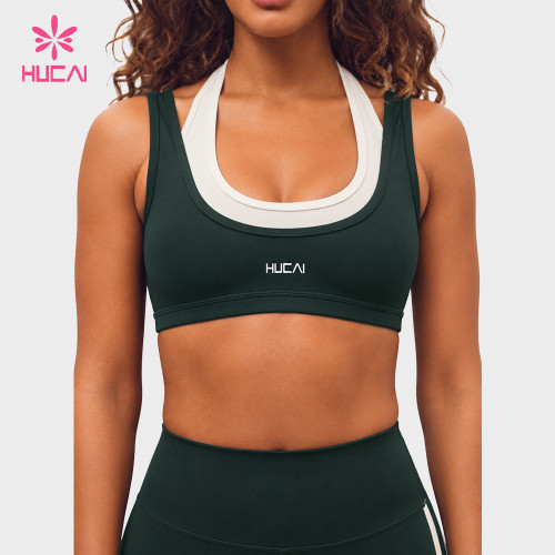 Custom Dual-Layer Halter Sports Bra with Deep U-Back for Private Label Brands