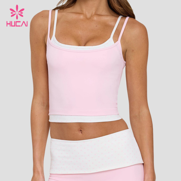 Custom Double-Layer Scoop Neck Tank Top with Polka Dot Underlayer for DTC Brands