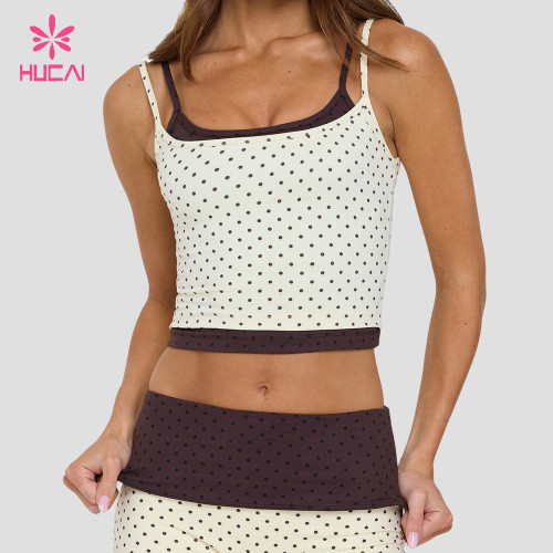 Custom Double-Layer Scoop Neck Tank Top with Polka Dot Underlayer for DTC Brands