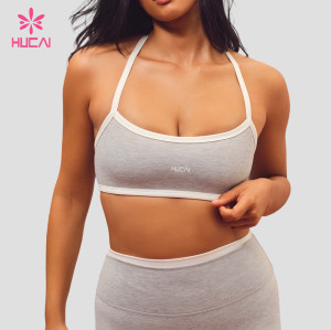 Custom Scoop Neck Sports Bra with Contrast Binding for Private Label Brands
