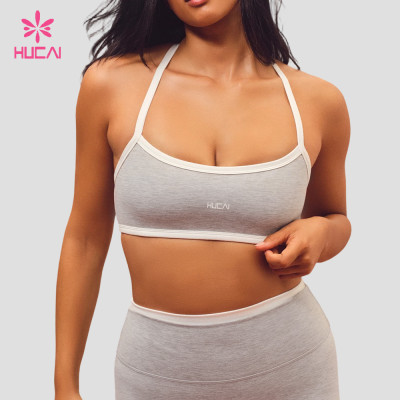 Custom Scoop Neck Sports Bra with Contrast Binding for Private Label Brands
