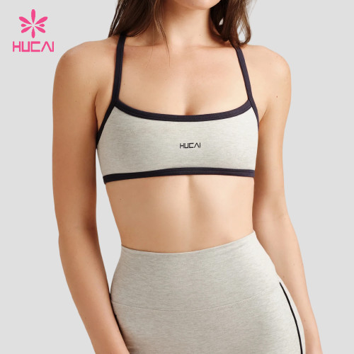 Custom Scoop Neck Sports Bra with Contrast Binding for Private Label Brands