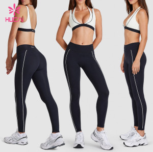 Custom Contrast Piping Sports Bra and Leggings Set for Gym Wear Brands