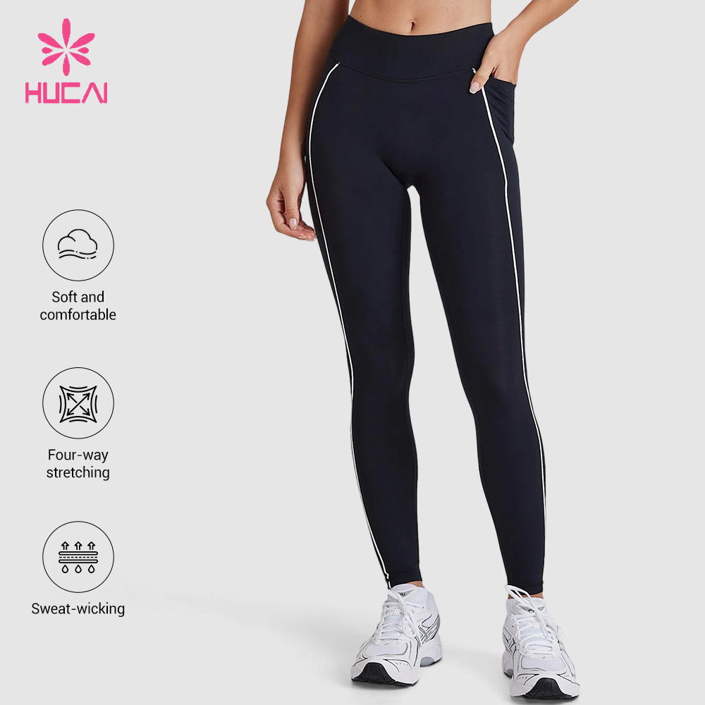 Custom Contrast Piping Sports Bra and Leggings Set for Gym Wear Brands - contrast trim running to the hem
