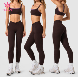 Custom Ruched Leggings and Sports Bra Set with Wide Straps for Studio Labels