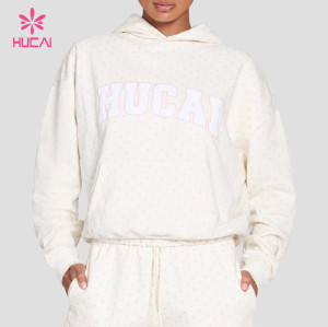 Custom Oversized Polka Dot Hoodie with Dropped Shoulder for Gym Wear Brands