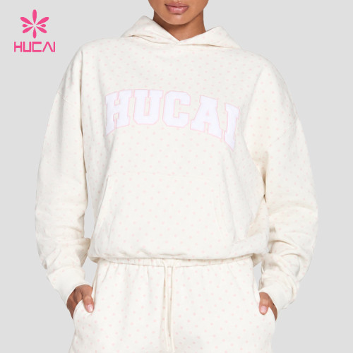 Custom Oversized Polka Dot Hoodie with Dropped Shoulder for Gym Wear Brands