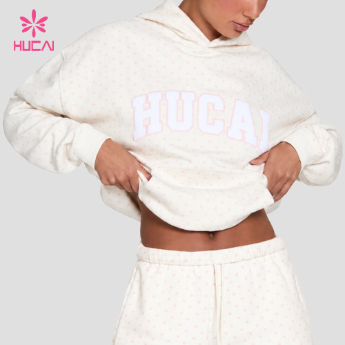 Custom Oversized Polka Dot Hoodie with Dropped Shoulder for Gym Wear Brands