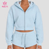 Custom Cropped Zip-Up Hoodie with Dual Front Pockets for Athleisure Brands