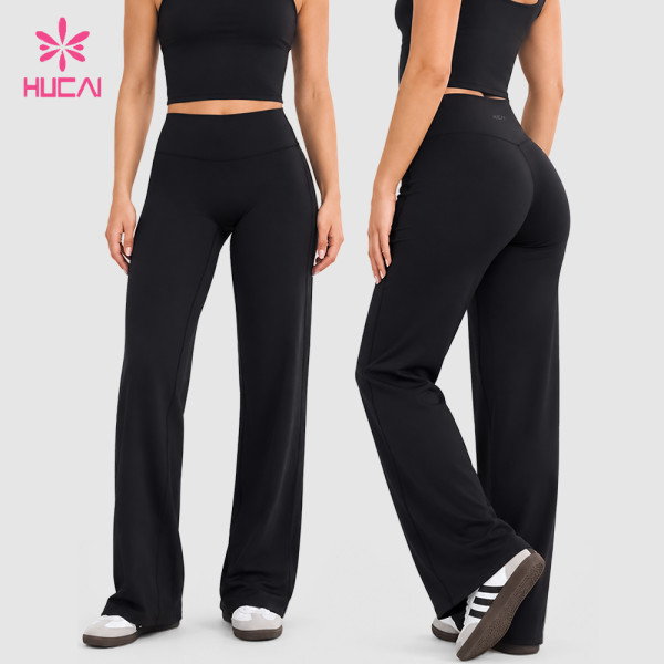 Custom Straight Leg Pants with High Waist and Minimal Seams for Athleisure Brands