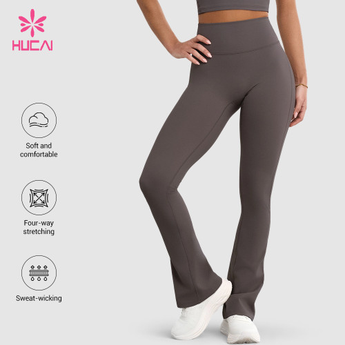 Custom Full Length Flare Pants with High Waist for Yoga and Studio Labels