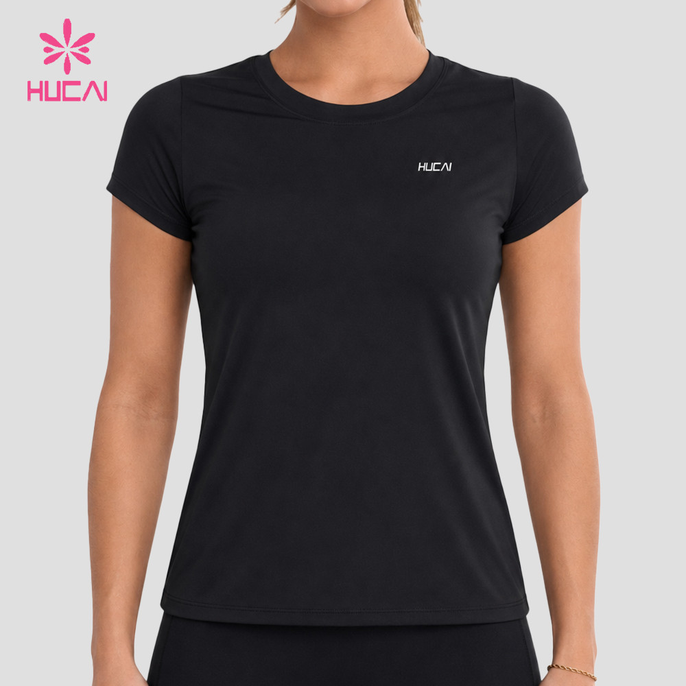 Custom Fitted Crew Neck Training T-Shirt with Short Sleeves for US Brands - fitted body and straight hem at the hip