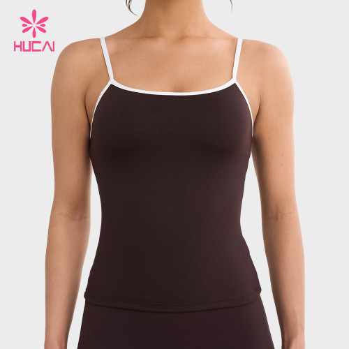 Custom Spaghetti Strap Camisole with Built-In Bra and Contrast Trim for Gym Labels