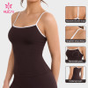 Custom Spaghetti Strap Camisole with Built-In Bra and Contrast Trim for Gym Labels