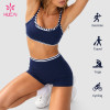 Custom Contrast Stripe Sports Bra and Shorts Set for Private Label Brands
