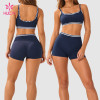 Custom Contrast Stripe Sports Bra and Shorts Set for Private Label Brands