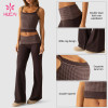 Custom Double-Layer Check Tank Top and Wide Leg Pants Set for Gym Labels
