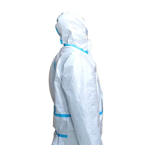 chemical resistant protective coveralls suits with zipper cover flap