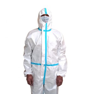 chemical resistant protective coveralls suits with zipper cover flap