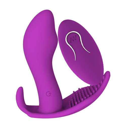 Dildo stimulates clitoral vibration