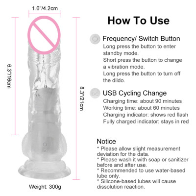 Swing dildo vibration simulation dildo crystal transparent vibration dildo USB charging swing vibration dildo wholesale