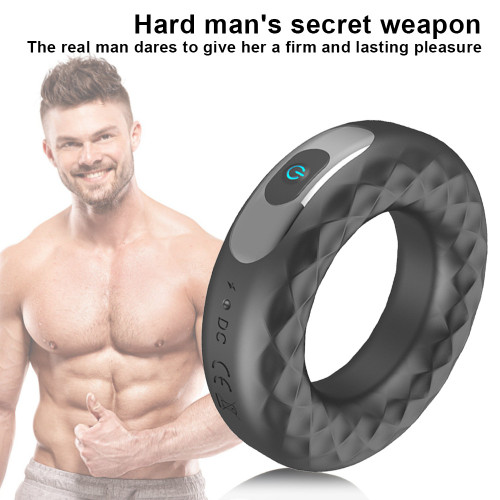 Rechargeable Silicone Vibration Lock Fine Ring Male Delay Masturbation Adult Products