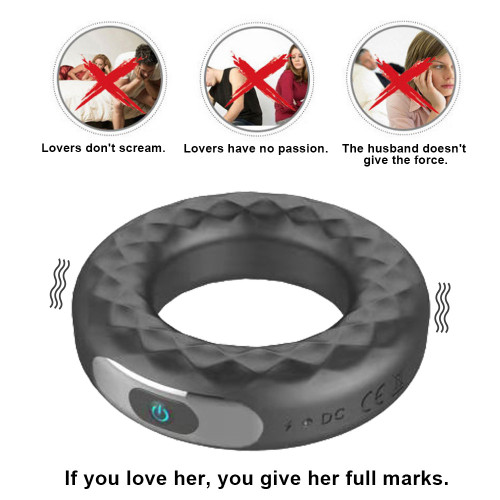 Rechargeable Silicone Vibration Lock Fine Ring Male Delay Masturbation Adult Products