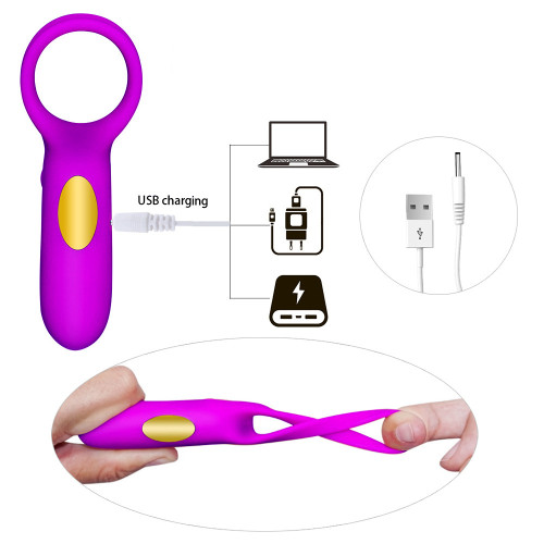 Silicone vibration lock fine ring male 10 frequency vibration ring delay collar USB charging fun couple sharing lock fine