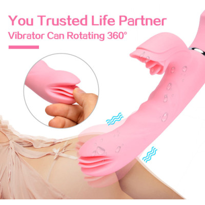 Female vibrator rechargeable tongue lick rotating vibrator massager heating and waterproof massage stick new products wholesale