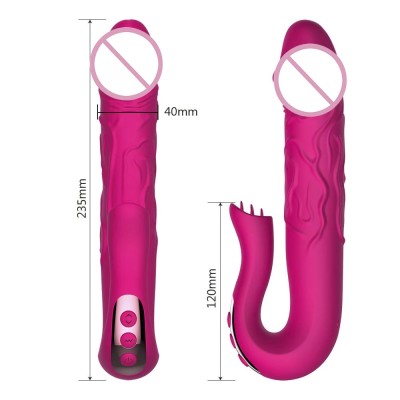 Simulation Dildo Vibrator Telescopic Rotation G-spot Massage Vagina Clitoris Stimulator Tongue Licking Sex Toys for Women