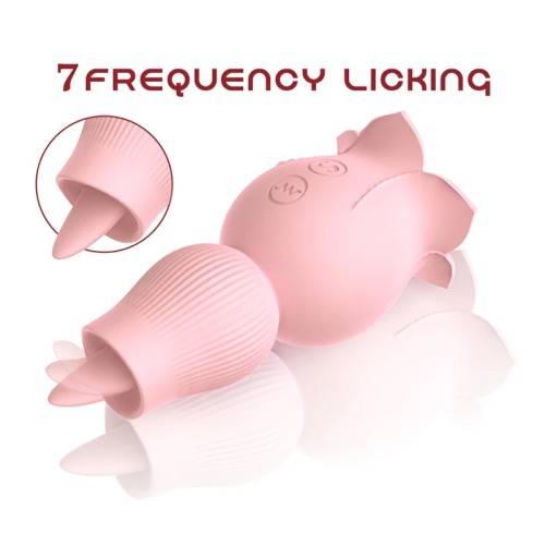 Rose Tongue Licking Vibrator 7 Speeds G-Spot Nipple Sucking Sex Toys for Women
