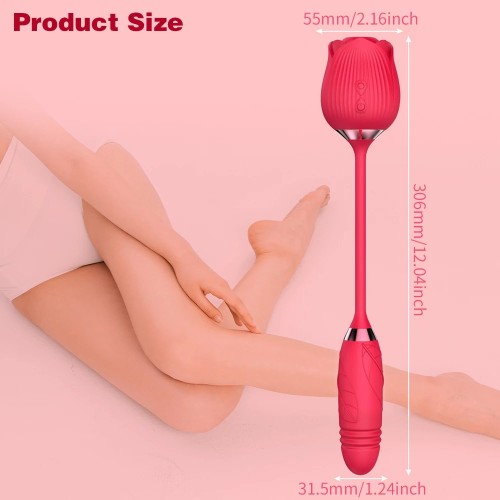 Double Heads 2 In1 Clitoris Stimulation Sucking Vagina Sex Toys Rose Shape Silicone Dildo Vibrators For Women