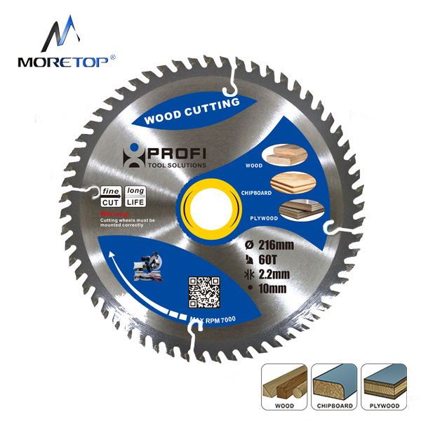 Moretop TCT circular saw blade 216mm wood cutting