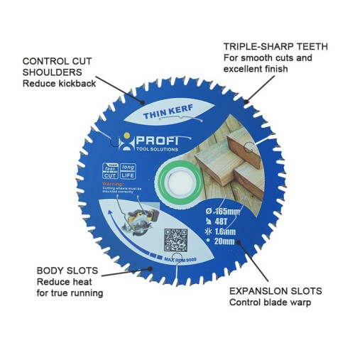 Moretop thin kerf wood cutting blade 165mm 11104004