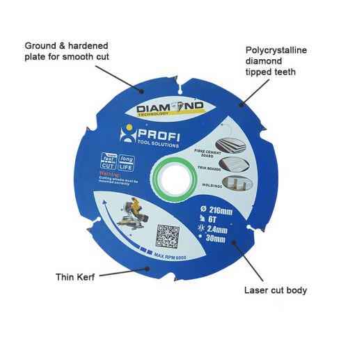 Moretop professional fibre cement board cutting blade 216mm 11206005