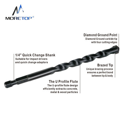 moretop 20401005 9pcs Multi-Construction Drill Bit Set