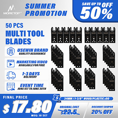MORETOP 50pcs Oscillating Multi Tool Blade Kit For Wood And Plastics 50-Pack