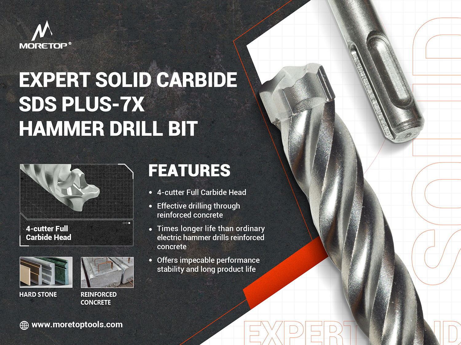 Expert Carbide SDS Plus-7x Hammer drill bits