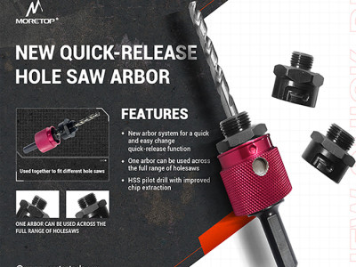 Quick change system arbor can fit all major brands of hole saws